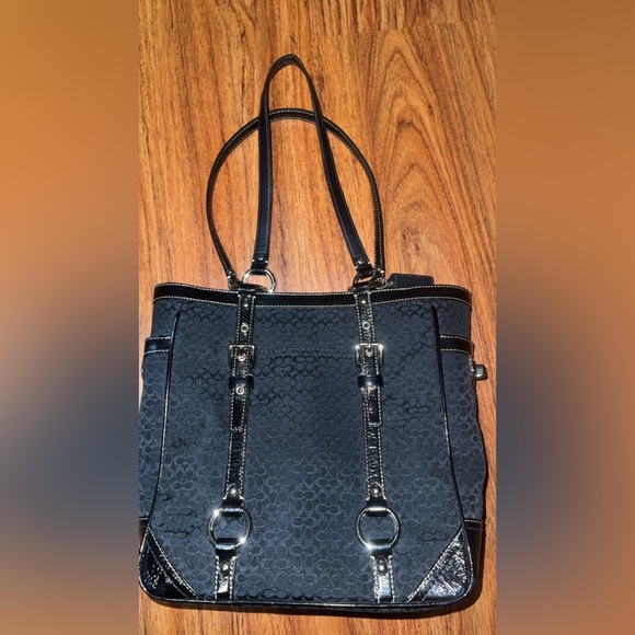 vintage Coach Signature tote bag in black signature canvas - Picture 3 of 6